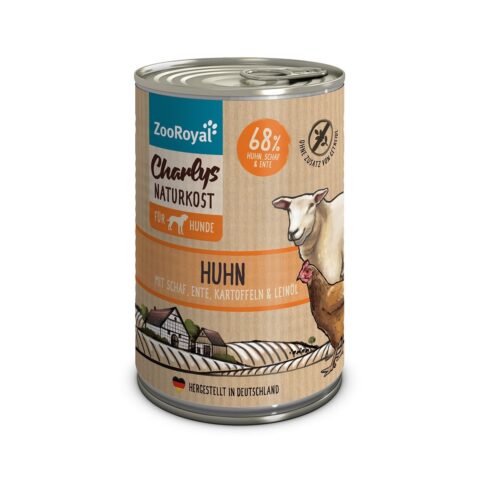 ZooRoyal Charlys Naturkost Huhn mit Schaf, Ente, Kartoffeln & Leinöl 6x400g