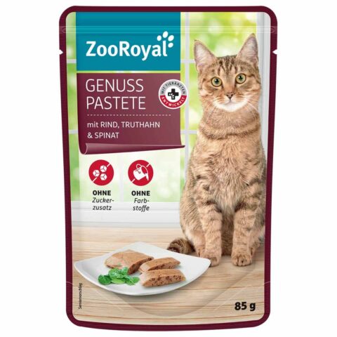 ZooRoyal Genuss Pastete mit Rind, Truthahn und Spinat 24x85g