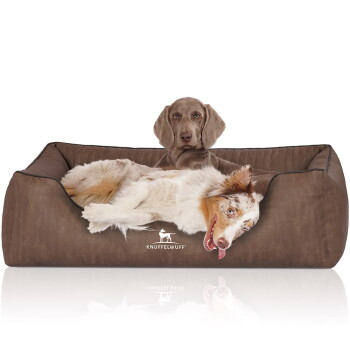 Knuffelwuff Orthopädisches Hundebett Tampa aus laser-gestepptem Kunstleder braun XXL