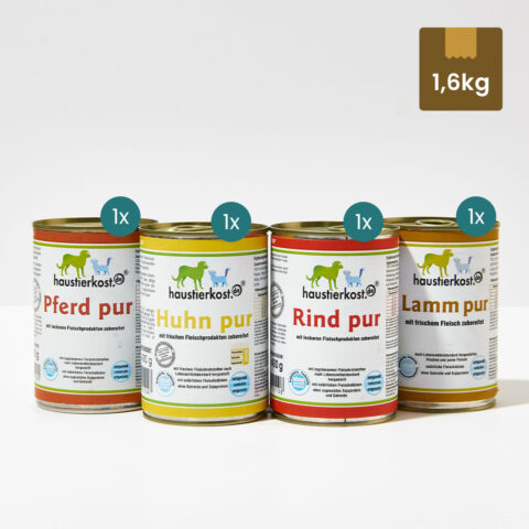 Probiermenü A: Rind, Huhn, Lamm, Pferd (4 x 400 g)
