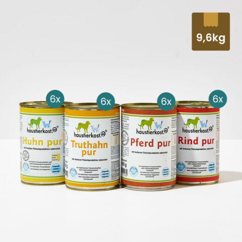 Menü 7: Truthahn, Pferd, Huhn, Rind (24 x 400 g)