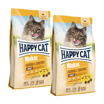 HAPPY CAT Minkas Trockenfutter Katze Adult, Hairball Control, Geflügel 2×10 kg