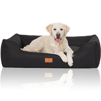 Knuffelwuff Hundebett Lotte aus Velours mit feinem Handwebcharakter schwarz XL