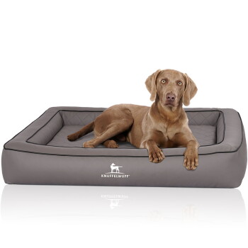 Knuffelwuff Orthopädisches Hundebett aus Laser gestepptem Kunstleder Hampstead grau XL