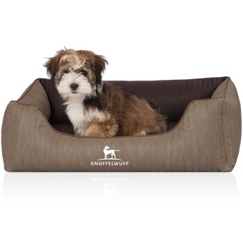Knuffelwuff Orthopädisches Hundebett Outlander aus laser-gestepptem Kunstleder braun M-L