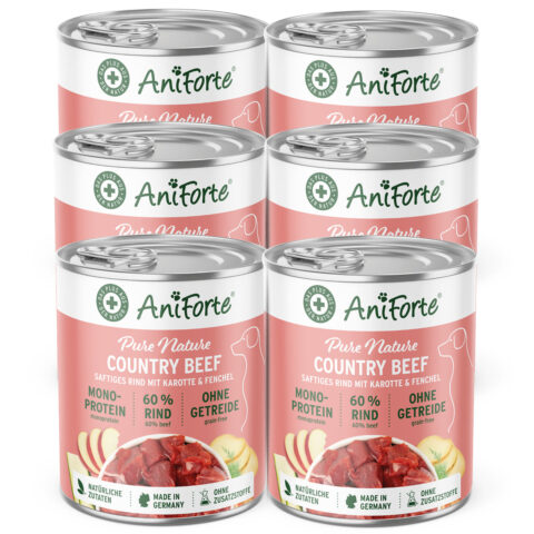 AniForte Nassfutter Rind mit Karotte 6×400 g