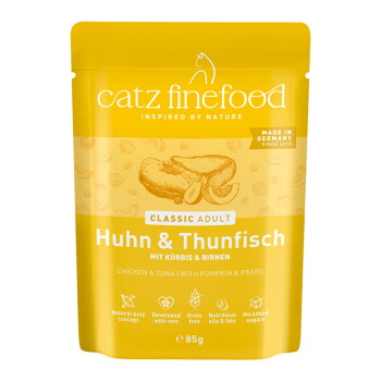 Catz finefood Nassfutter Katze Classic Adult No. 25 Huhn und Thunfisch 8×85 g