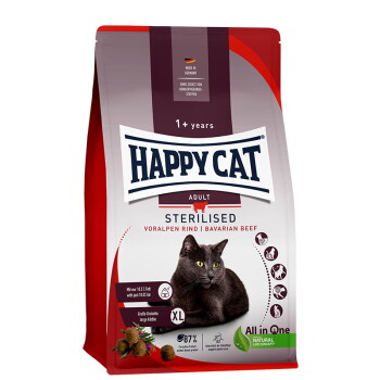 HAPPY CAT Trockenfutter Katze Adult, Sterilised, Voralpen-Rind 10 kg
