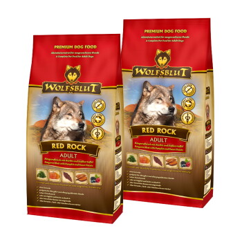WOLFSBLUT Nassfutter Hund Adult Red Rock mit Kängurufleisch 2×2 kg
