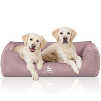Knuffelwuff Orthopädisches Wasserabweisendes Hundebett Leon aus Velours mit Handwebcharakter hellrosa XL
