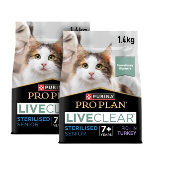 PRO PLAN Liveclear Sterilised Senior 7+ Truthahn 2×1,4 kg
