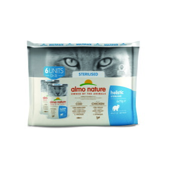 Almo Nature Holistic Sterilised Multipack mit Kabeljau&Huhn 6x70g