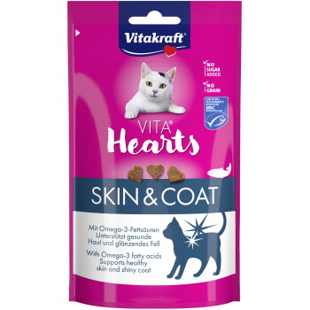 Vitakraft Vita Hearts Skin and Coat, Adult Lachs 9 x 40 g