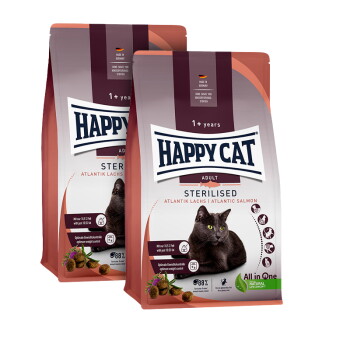 HAPPY CAT Sterilised Trockenfutter Katze Adult, Atlantik-Lachs 2×10 kg