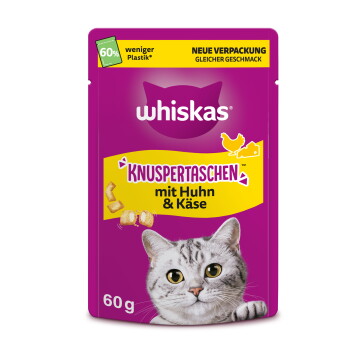 Whiskas Snacks, Knuspertaschen Huhn und Käse 6×60 g