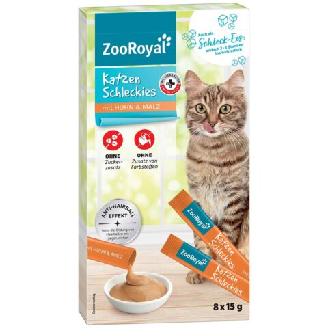 ZooRoyal Katzenschleckies mit Huhn und Malz 24x15g