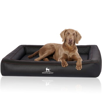 Knuffelwuff Orthopädisches Hundebett aus Laser gestepptem Kunstleder Hampstead schwarz XXL