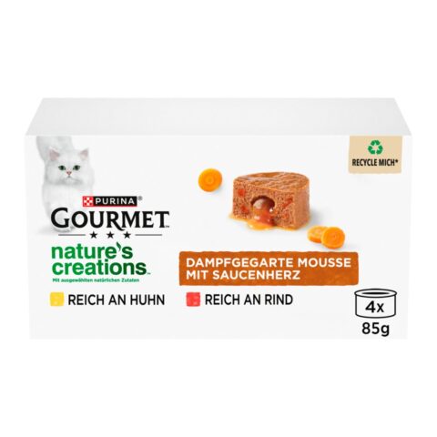 GOURMET Nature’s Creations Mousse Saucenherz aus Rind und Huhn 48×85 g