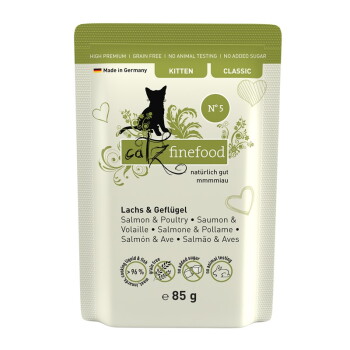 Catz finefood Nassfutter Katze Classic Kitten No. 05 Lachs und Geflügel 32×85 g