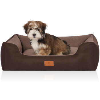 Knuffelwuff Hundebett Luke aus Velours mit feinem Handwebcharakter