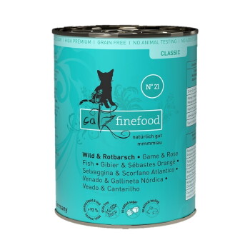 Catz finefood Nassfutter Katze Classic Adult No. 21 Wild und Rotbarsch 12×400 g