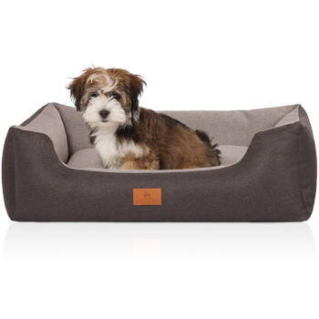 Knuffelwuff Hundebett Luke aus Velours mit feinem Handwebcharakter
