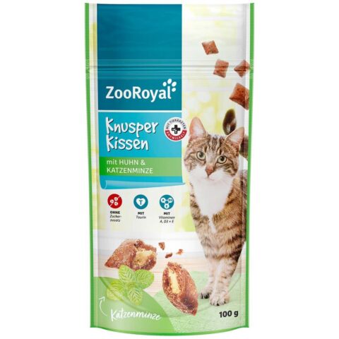 ZooRoyal Knusperkissen mit Huhn und Katzenminze 15×100 g