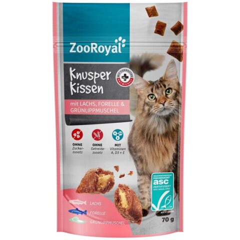 ZooRoyal Knusperkissen Lachs, Forelle und Muschel 18×70 g