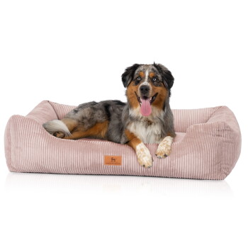 Knuffelwuff Hundebett aus Cord mit Handwebcharakter Olivia rosa S