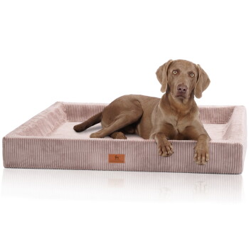 Knuffelwuff orthopädisches Hundebett aus Cord mit Handwebcharakter Santiago rosa M-L